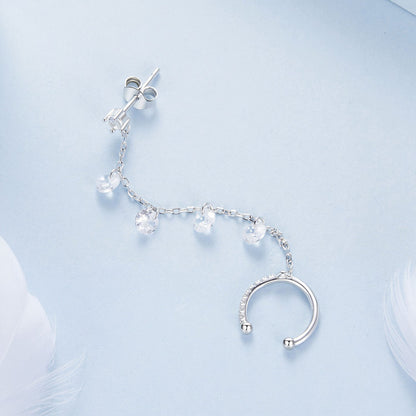 Sterling Silver White Gold Plated Pave CZ Drop Earrings