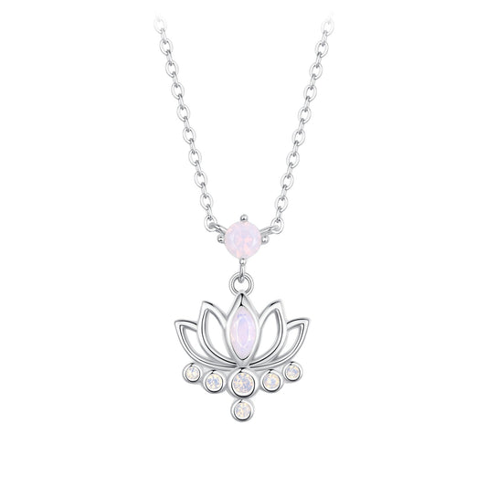 White Gold Plated Sterling Silver Opal Nanometer Stone Necklace