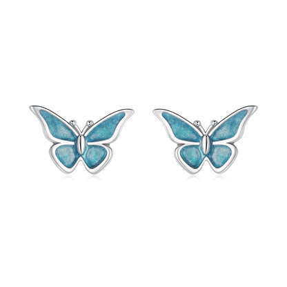 Sterling Silver Oxidized Enamel Earrings