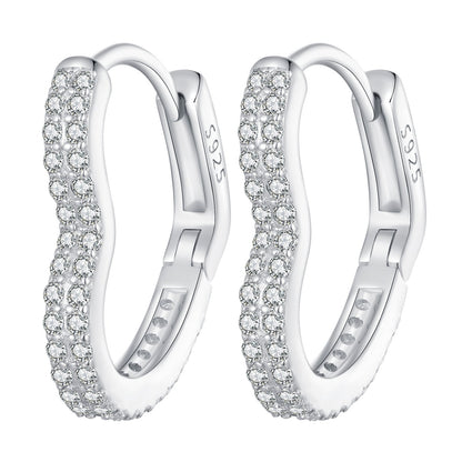 Sterling Silver Cubic Zirconia Pave Hoop Earrings