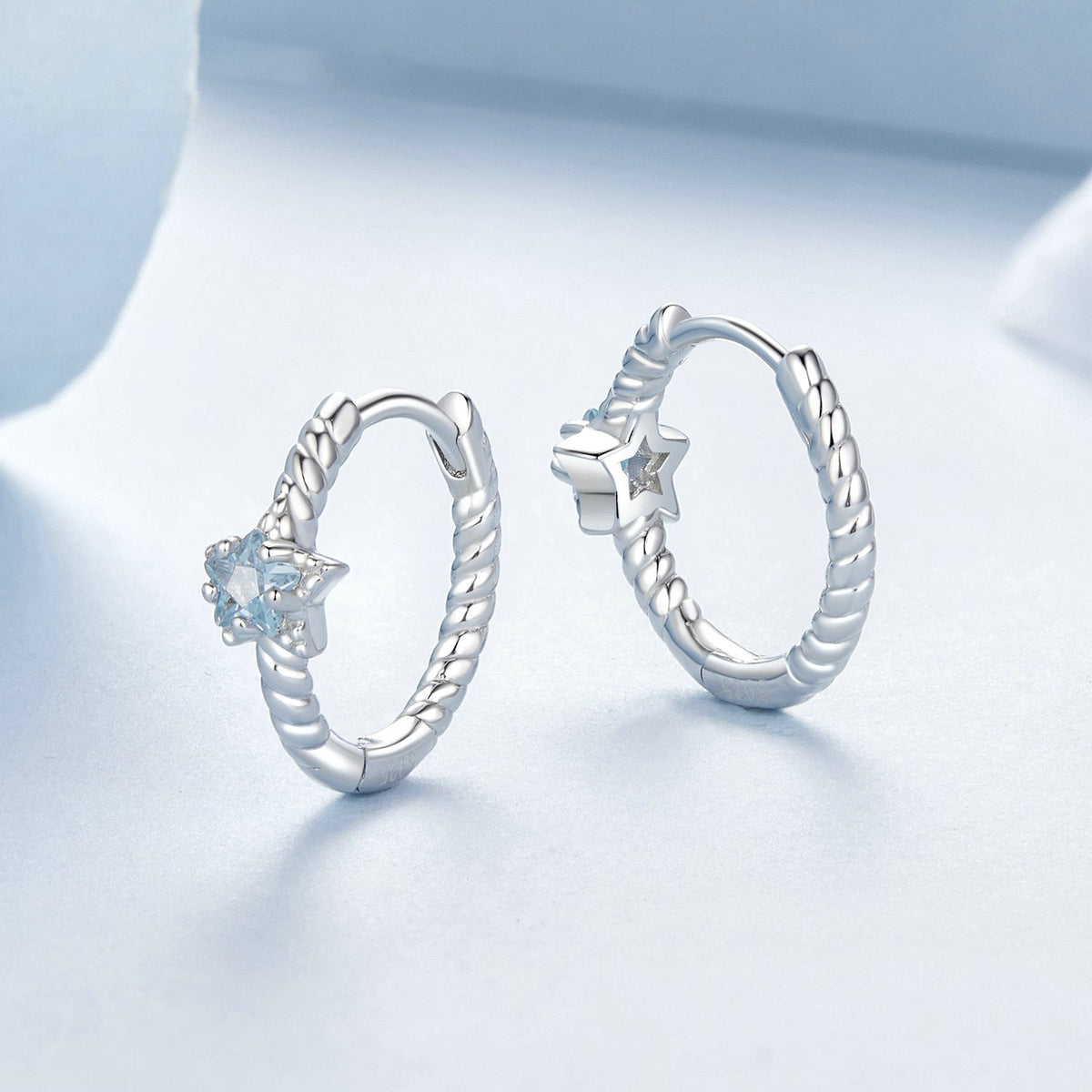 Sterling Silver White Gold Plated Pavé CZ Earrings