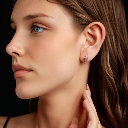 Sterling Silver Moissanite Hoop Earrings