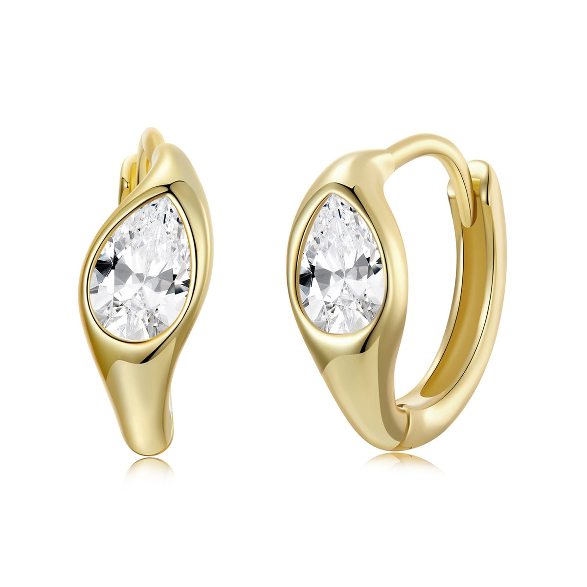 Sterling Silver Gold Plated Pave CZ Earrings