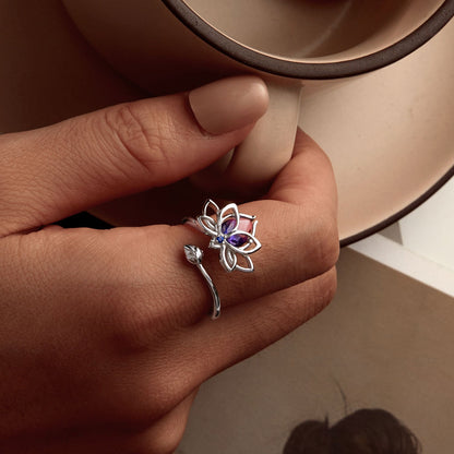 Sterling Silver Pavé CZ & Synthetic Tourmaline Ring