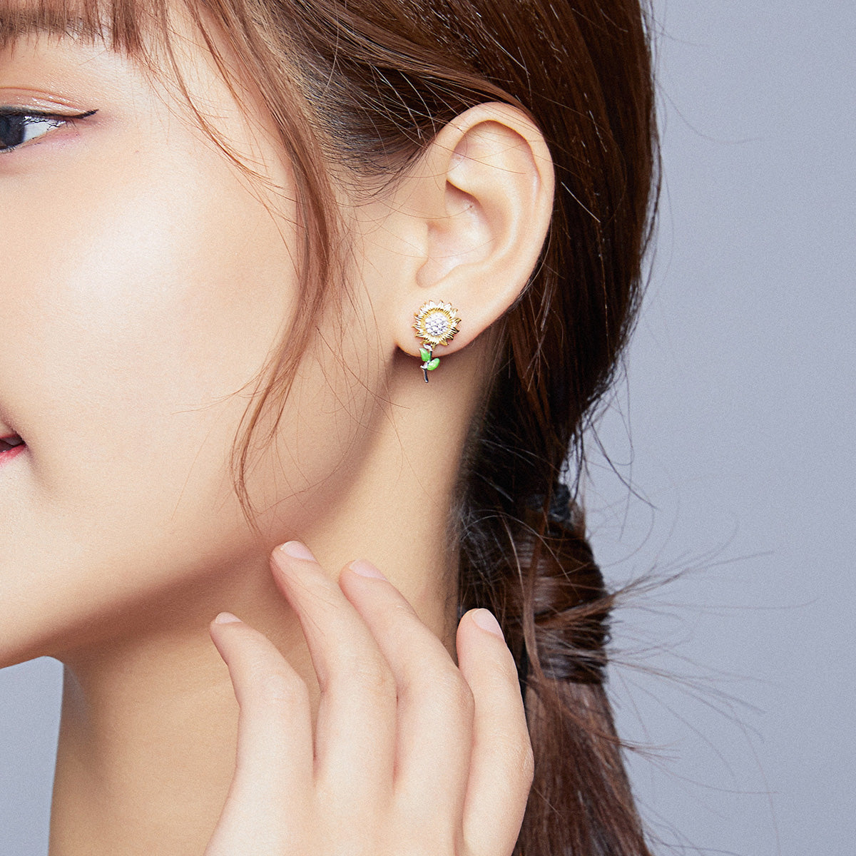 Sterling Silver Gold Plated Enamel CZ Pavé Earrings