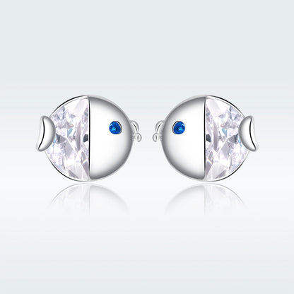 Sterling Silver Pavé Cubic Zirconia Stud Earrings