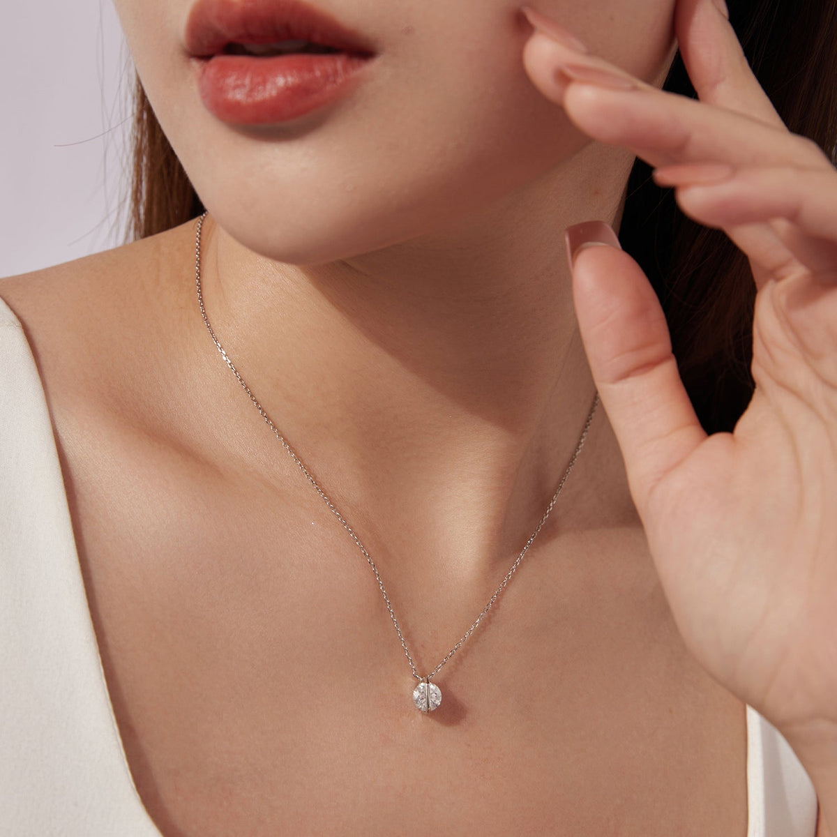 Sterling Silver Gold Plated Moissanite Pendant Necklace