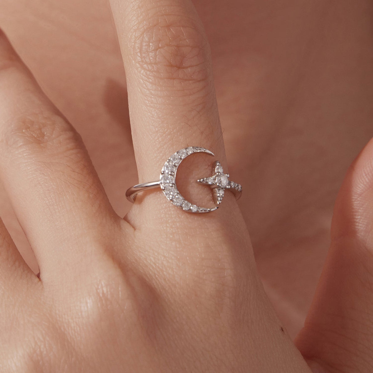 Sterling Silver Moissanite White Gold Plated Ring