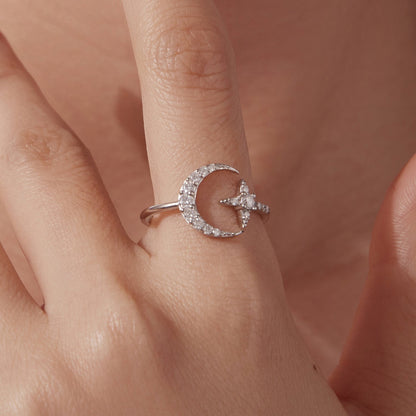 Sterling Silver Moissanite White Gold Plated Ring