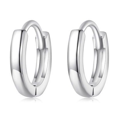 Platinum Plated Sterling Silver Hoop Earrings