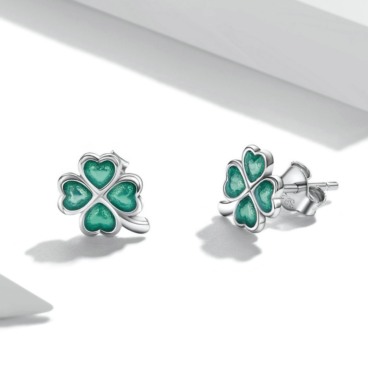 Sterling Silver Platinum Plated Enamel Earrings