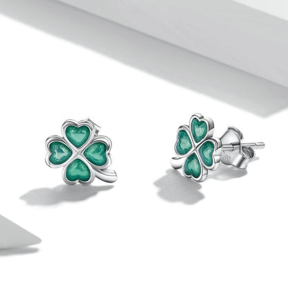 Sterling Silver Platinum Plated Enamel Earrings