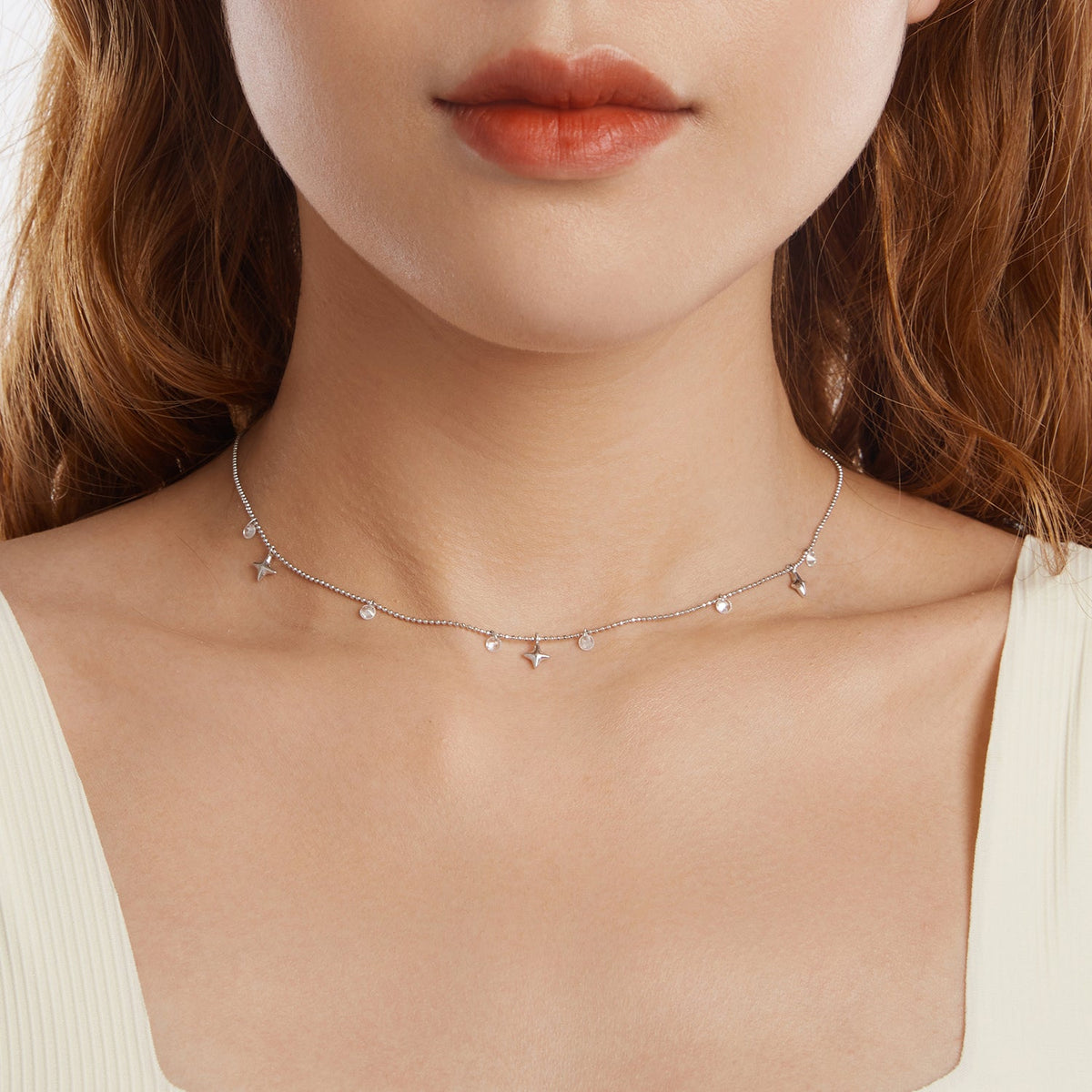 White Gold Plated Pavé CZ Sterling Silver Pendant Necklace