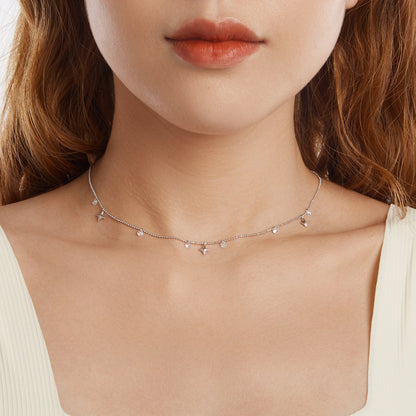 White Gold Plated Pavé CZ Sterling Silver Pendant Necklace
