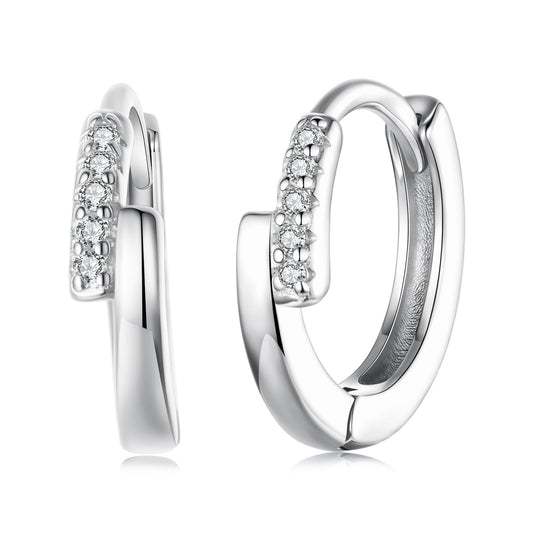 Sterling Silver Pavé Cubic Zirconia Hoop Earrings