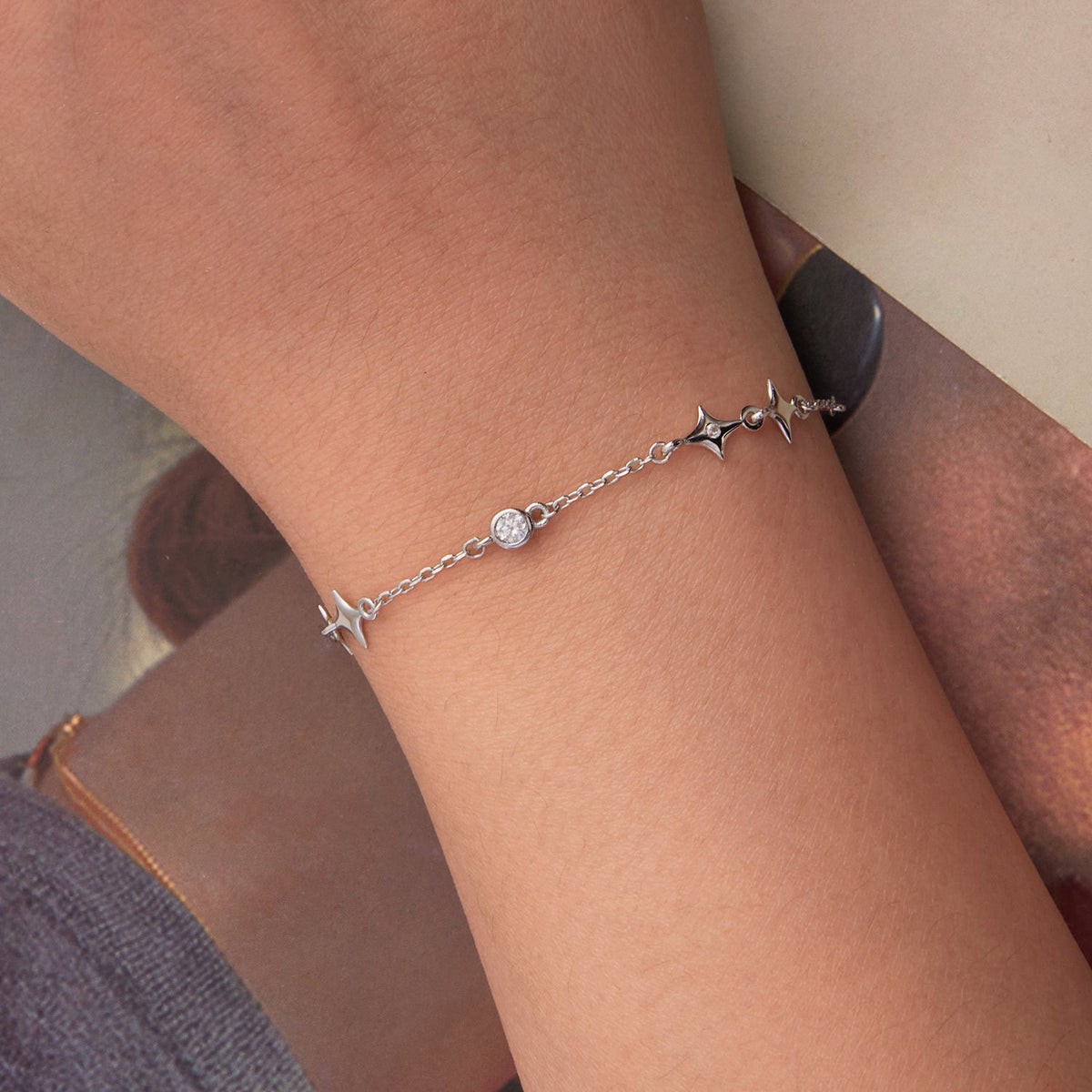 Sterling Silver White Gold Plated Pavé CZ Bracelet