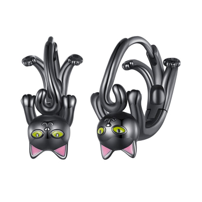 Sterling Silver Enamel Black Gold Earrings