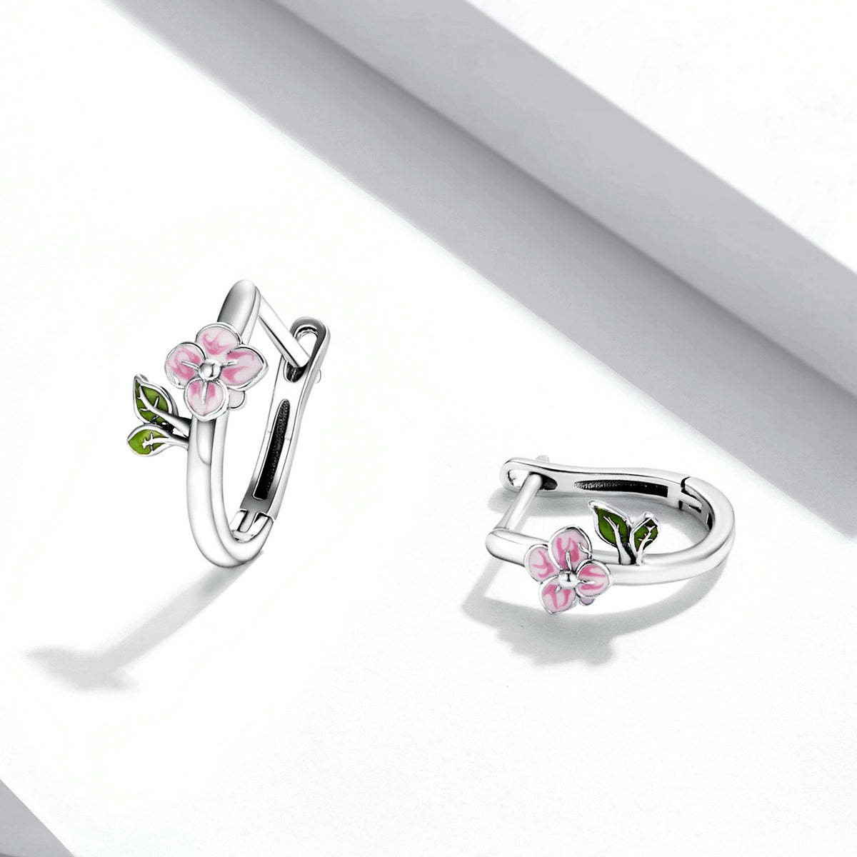 Sterling Silver Enamel Oxidized Earrings