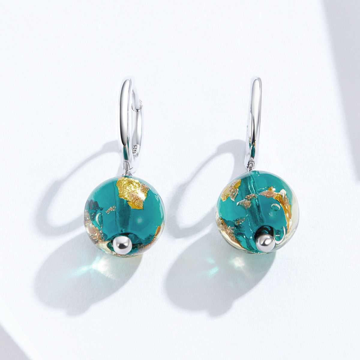 Sterling Silver Glass Bead Drop Earrings