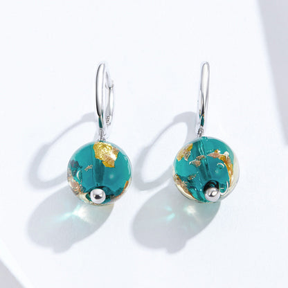 Sterling Silver Glass Bead Drop Earrings