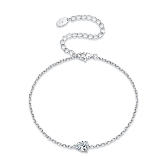 White Gold Plated Sterling Silver 0.8ct Moissanite Drop Bracelet