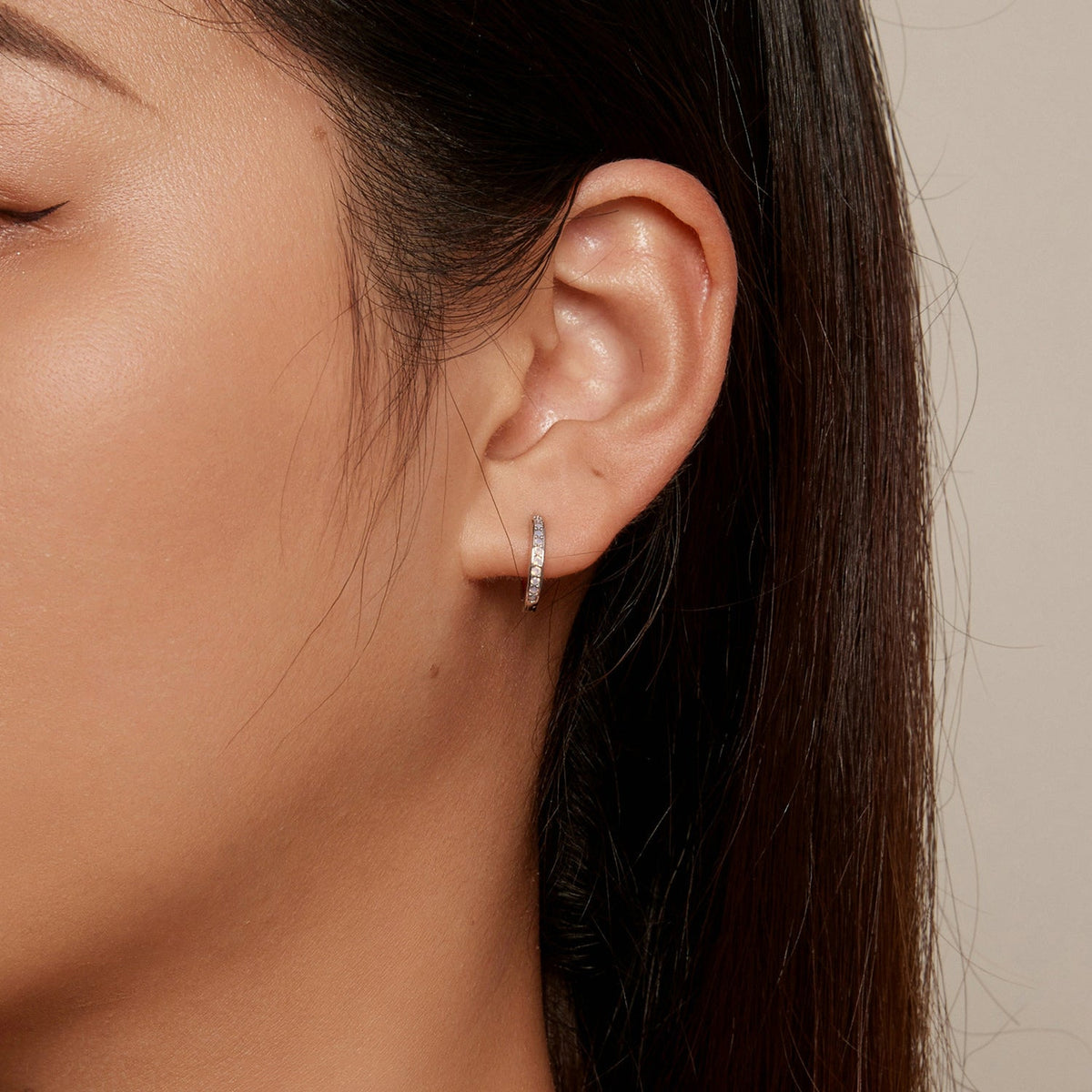 Sterling Silver Opal Hoop Earrings