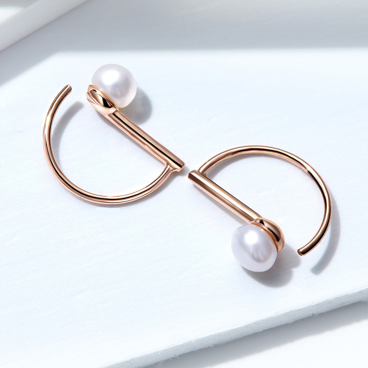 Sterling Silver Rose Gold Plated Bead Earrings