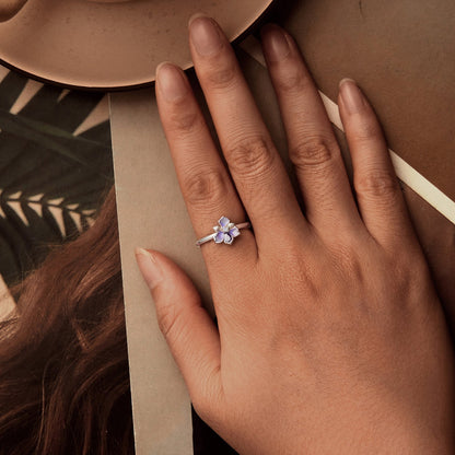 White Gold Plated Nano Opal and CZ Sterling Silver Ring