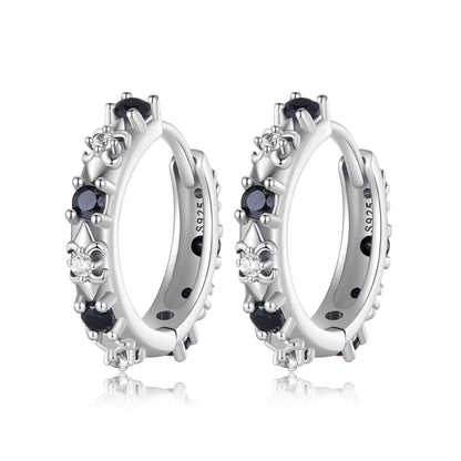 Oxidized Sterling Silver Pavé Cubic Zirconia Hoop Earrings