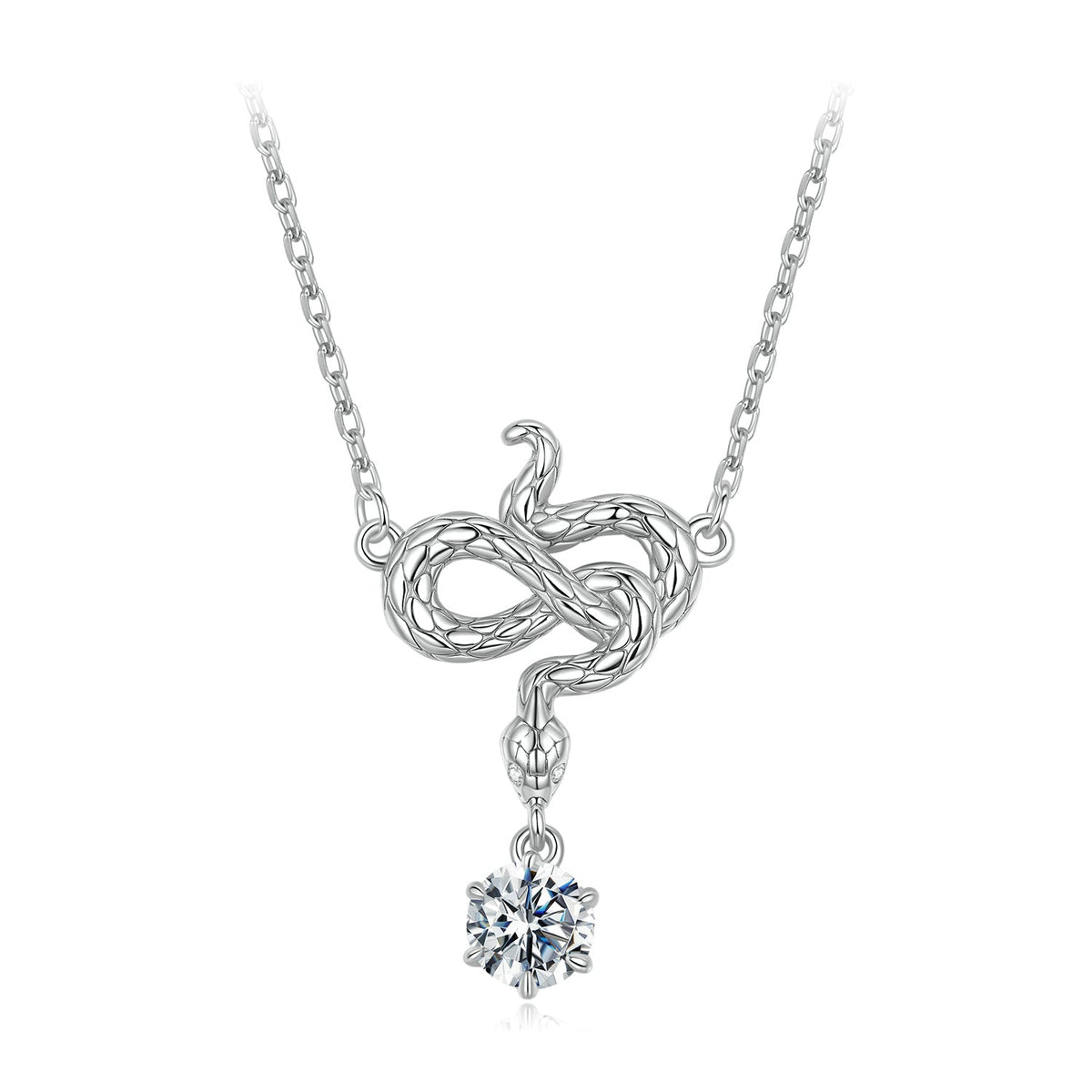 Sterling Silver Moissanite and CZ Pavé Necklace