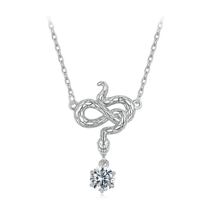 Sterling Silver Moissanite and CZ Pavé Necklace