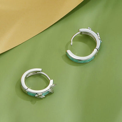 Sterling Silver Enamel Platinum-Plated Hoop Earrings