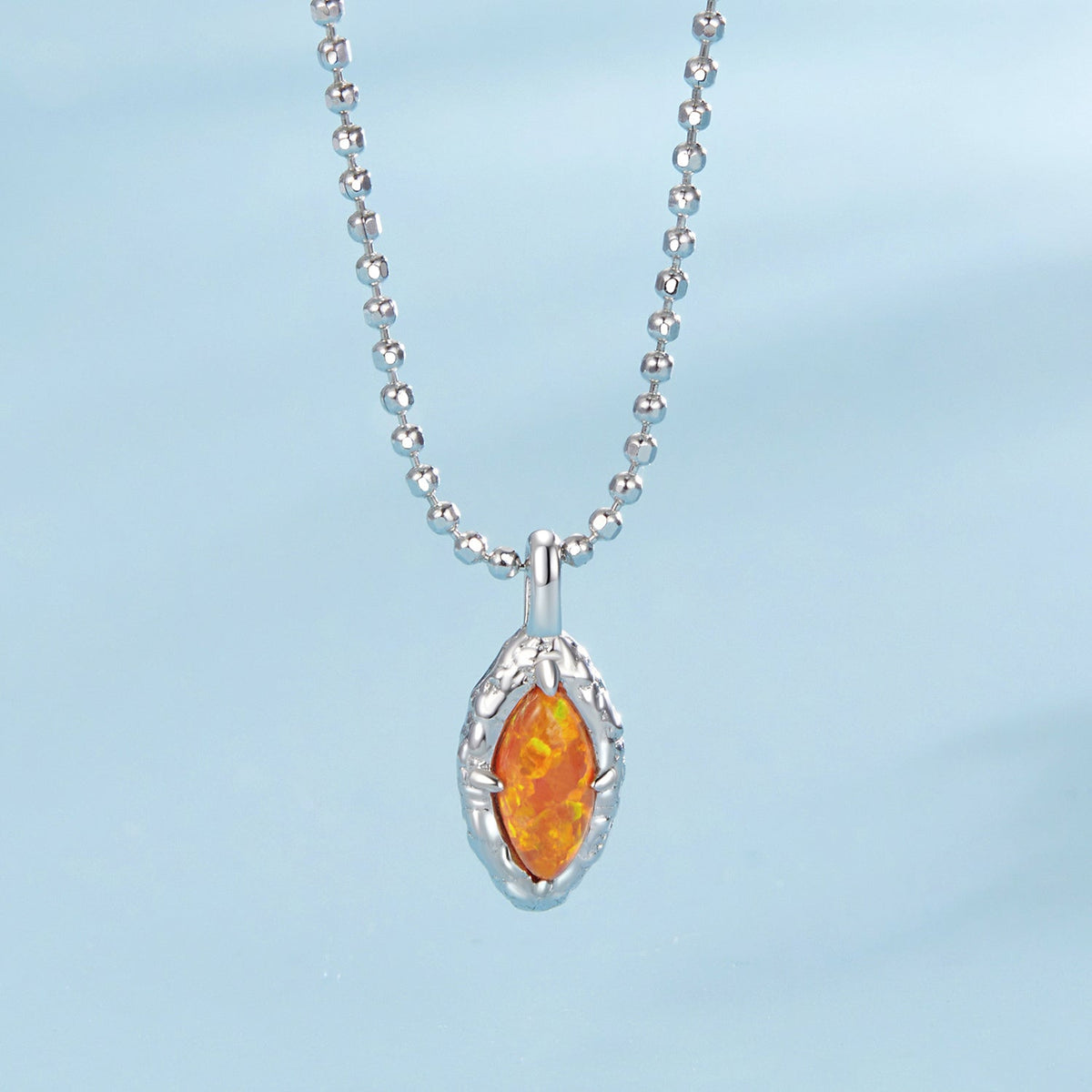 Sterling Silver Synthetic Opal Pendant Necklace