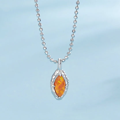 Sterling Silver Synthetic Opal Pendant Necklace