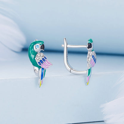 Sterling Silver Enamel CZ Pavé Earrings