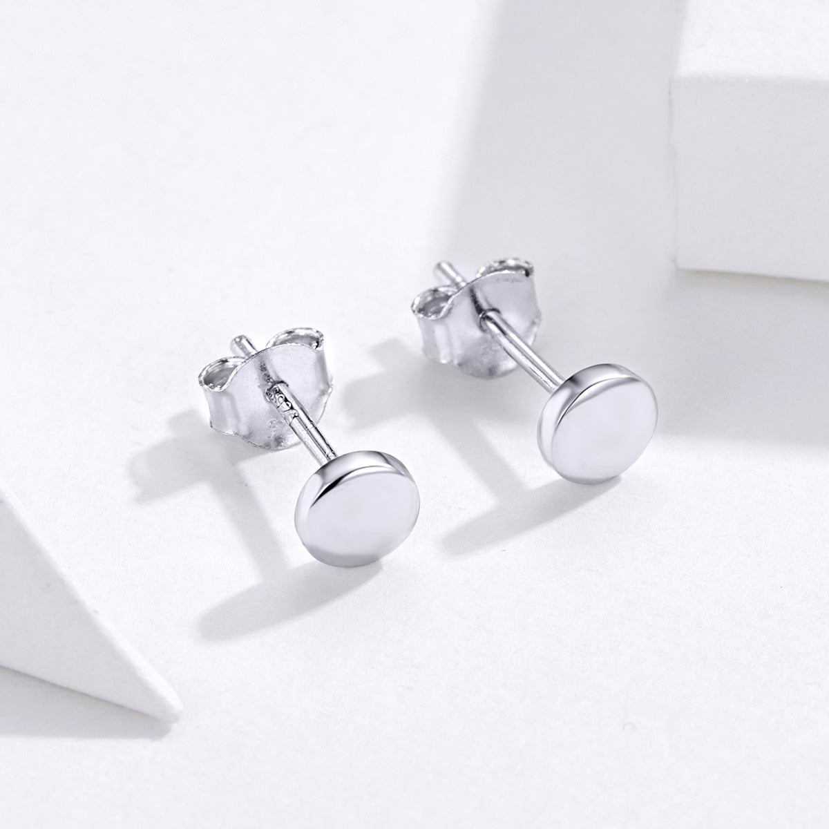 Sterling Silver Platinum-Plated Square Stud Earrings