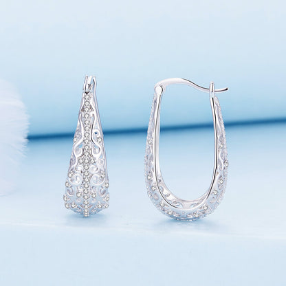 Sterling Silver Pavé Cubic Zirconia Hoop Earrings