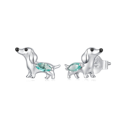 925 Sterling Silver White Gold Plated Transparent Glass Enamel 0.7 x 1.0 cm Earrings for Women