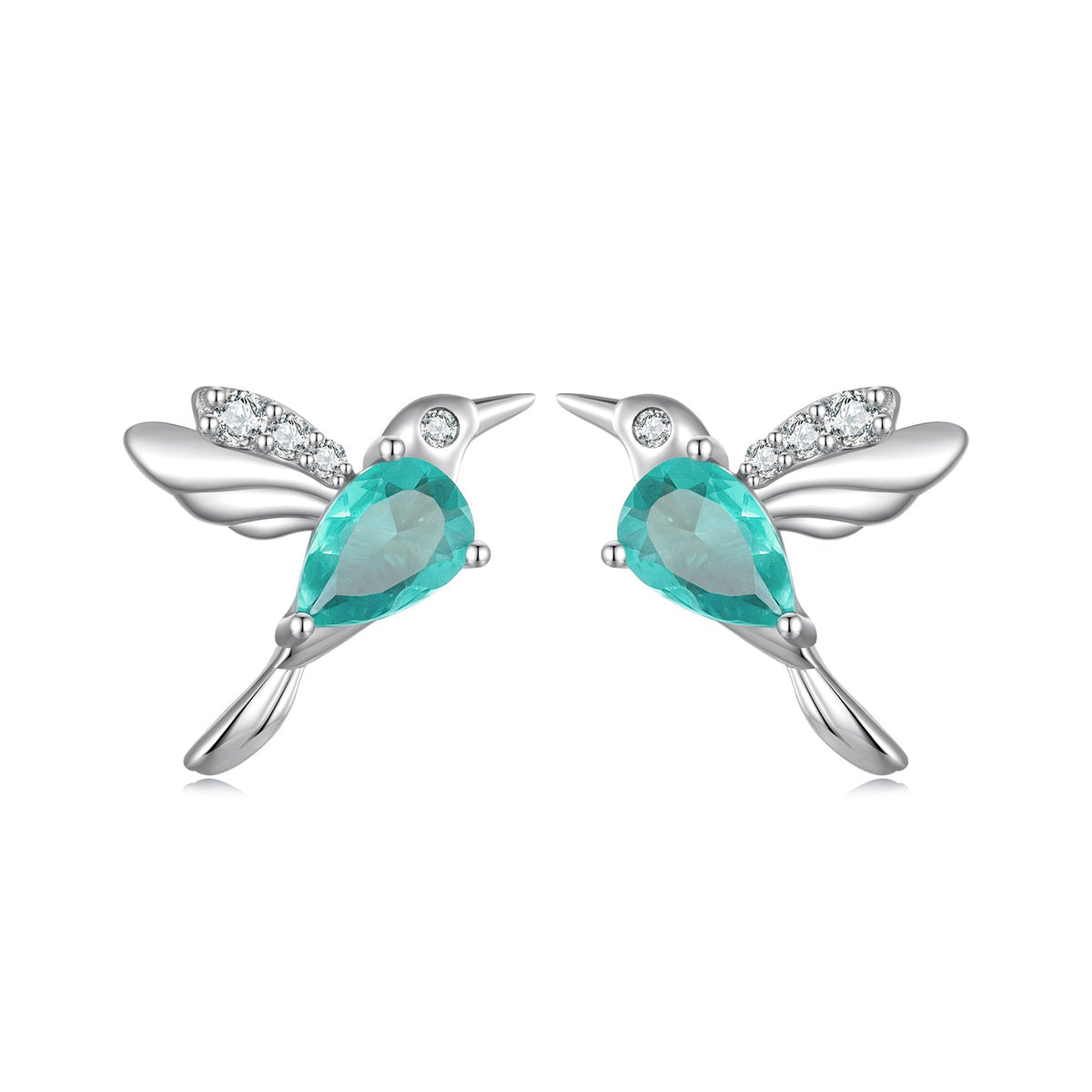 Sterling Silver Transparent Glass and CZ Pavé Earrings