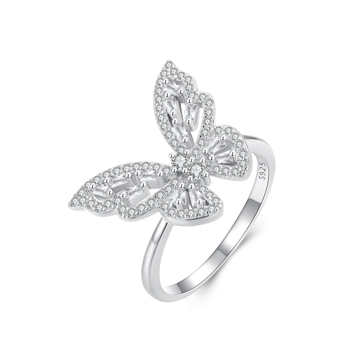 Sterling Silver White Gold Plated CZ Pavé Ring