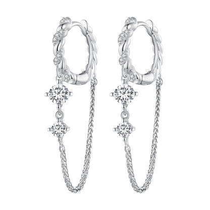 Sterling Silver Cubic Zirconia Pavé Hoop Earrings