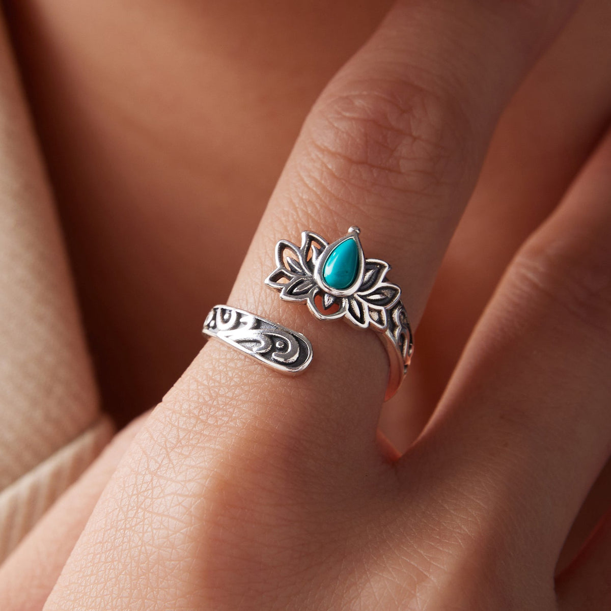 Sterling Silver Synthetic Turquoise Oxidized Ring