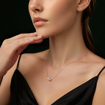Sterling Silver Moissanite & Freshwater Pearl White Gold Necklace