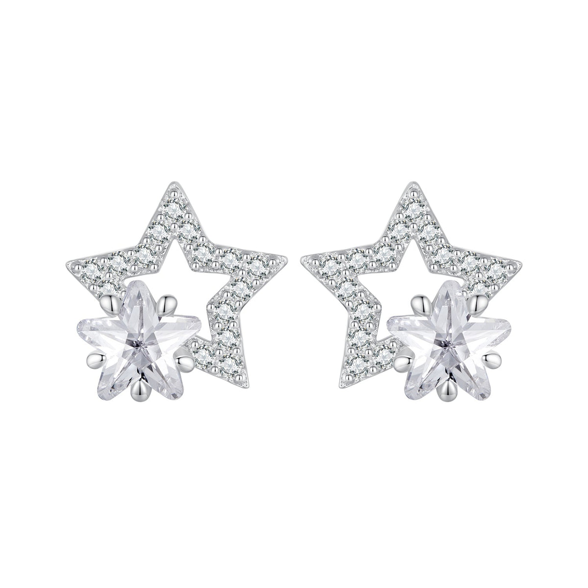 Sterling Silver Pavé Cubic Zirconia Stud Earrings