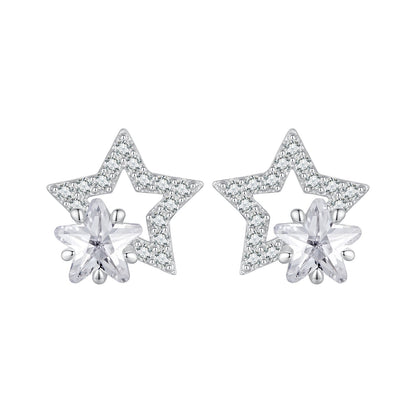 Sterling Silver Pavé Cubic Zirconia Stud Earrings