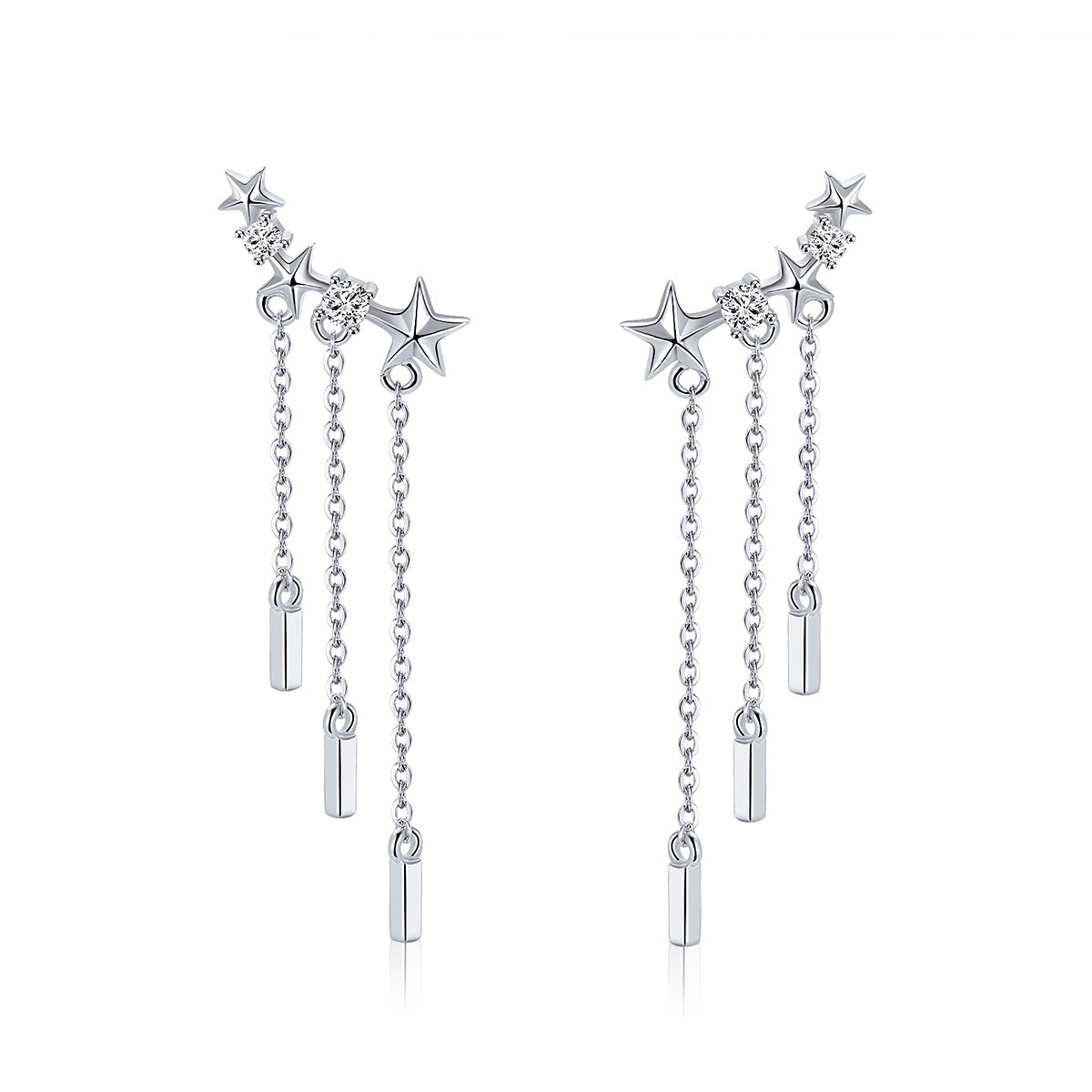 Platinum Plated Pavé CZ Drop Earrings
