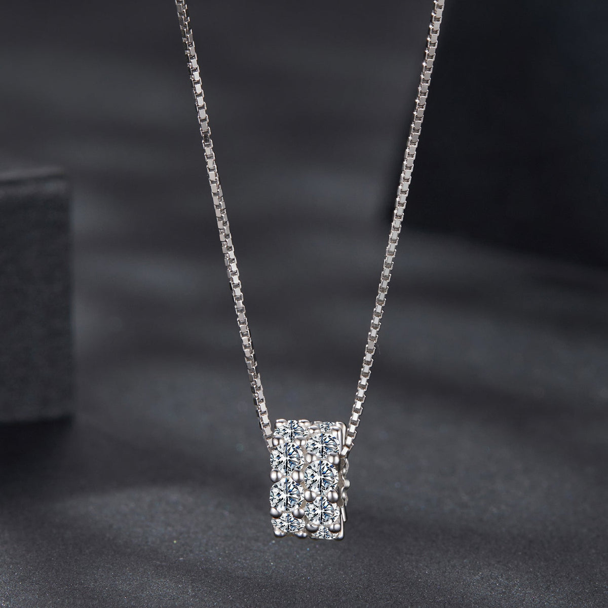 Sterling Silver White Gold Plated Moissanite Necklace