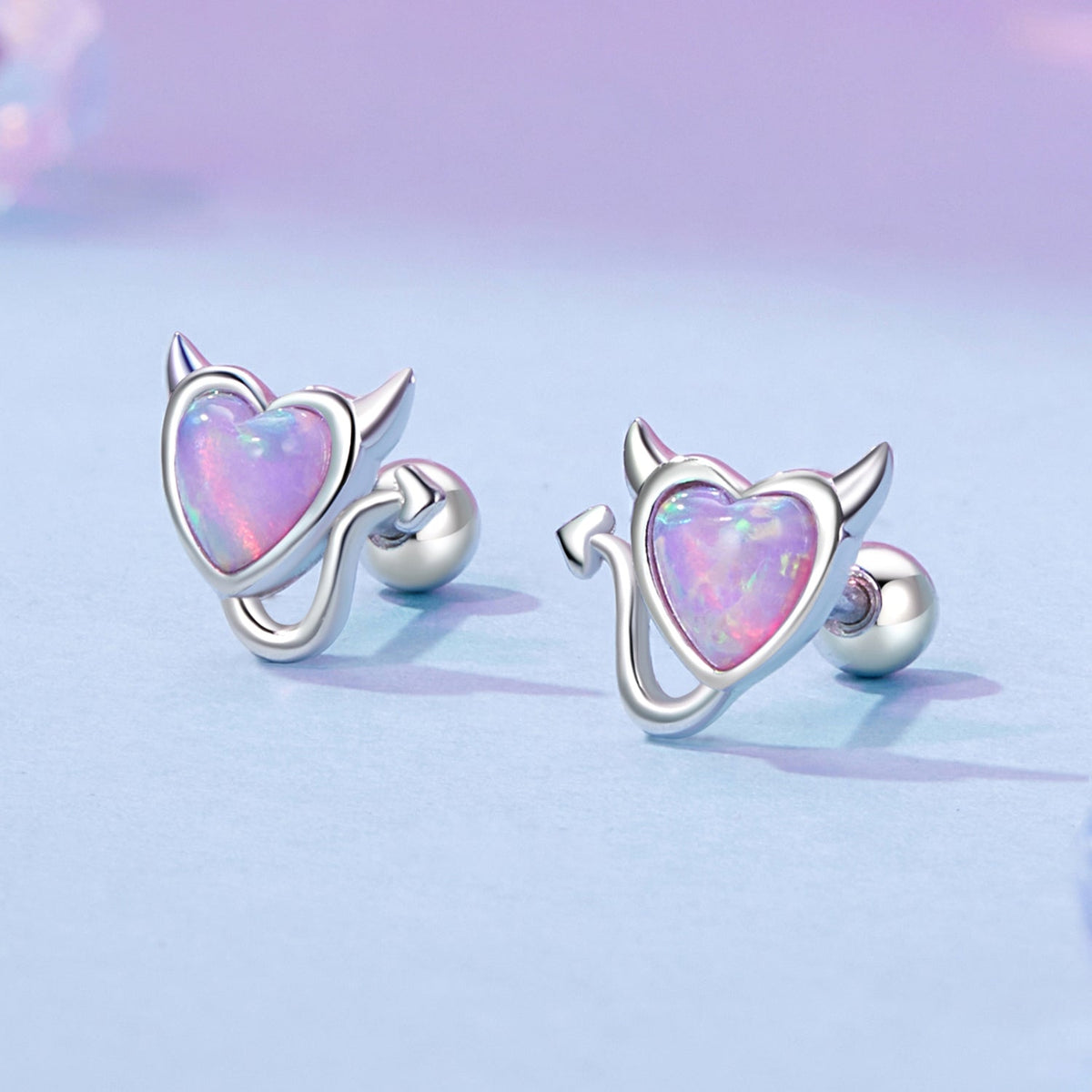 Sterling Silver White Gold Plated Opal Earrings