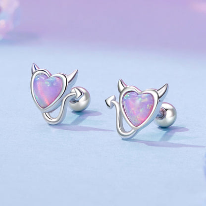 Sterling Silver White Gold Plated Opal Earrings