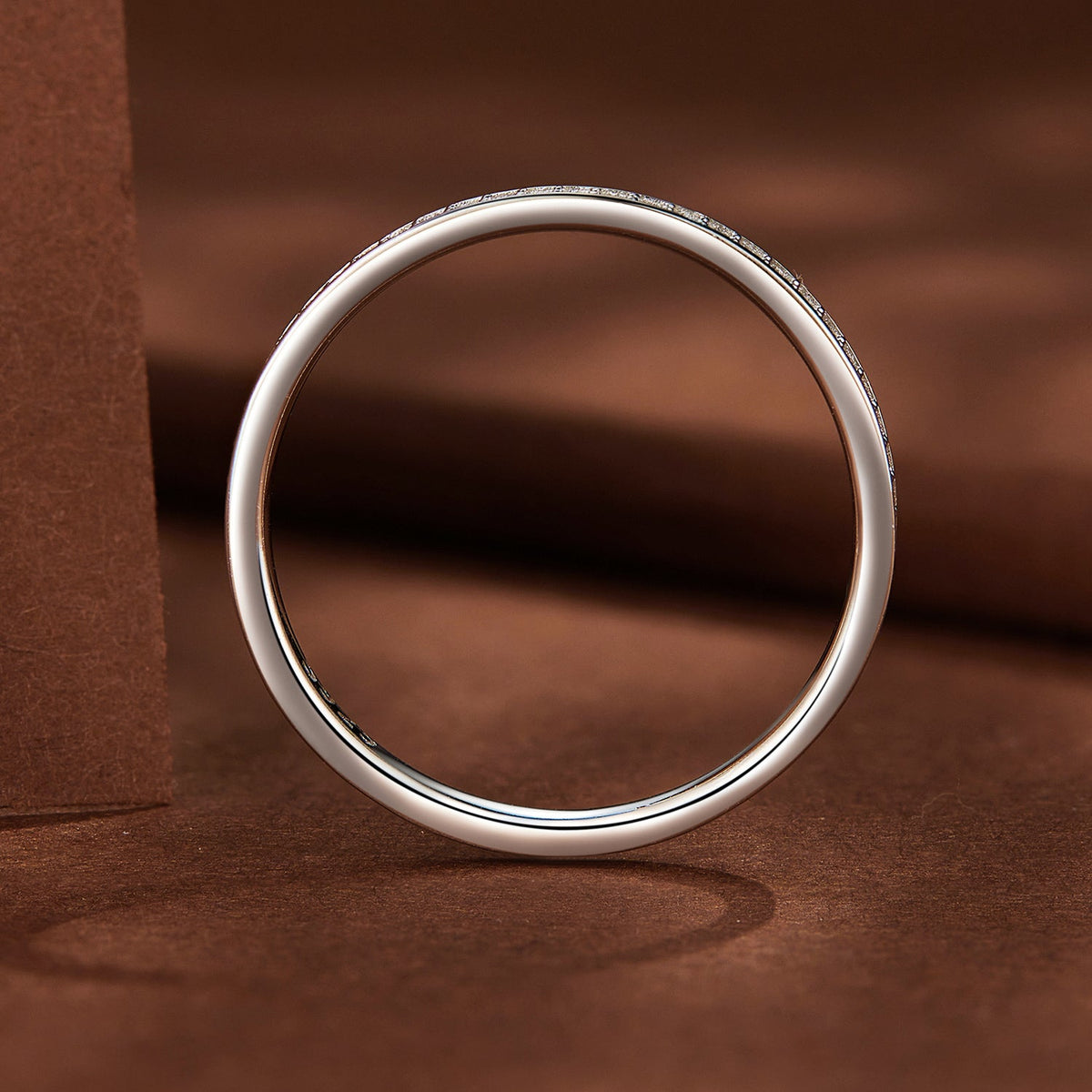 Sterling Silver Platinum Plated Moissanite Ring